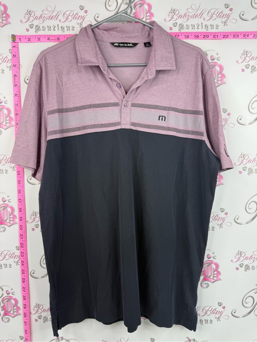 TravisMathew tshirt polo golf Two-Tone Pink and Black Golf Polo